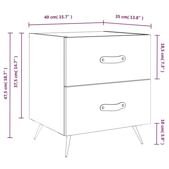 Table de chevet blanc brillant 40x35x47,5 cm bois d’ingénierie - Photo n°12