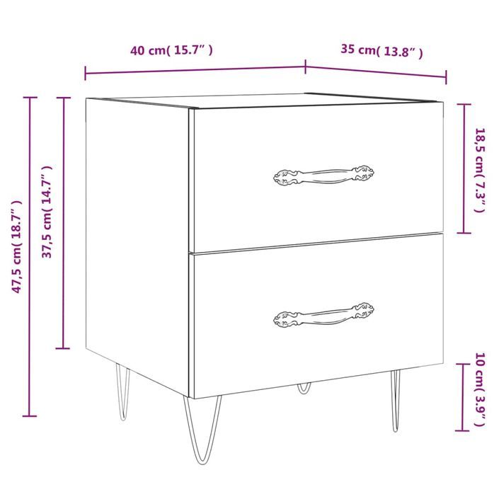 Table de chevet blanc brillant 40x35x47,5 cm bois d’ingénierie - Photo n°12