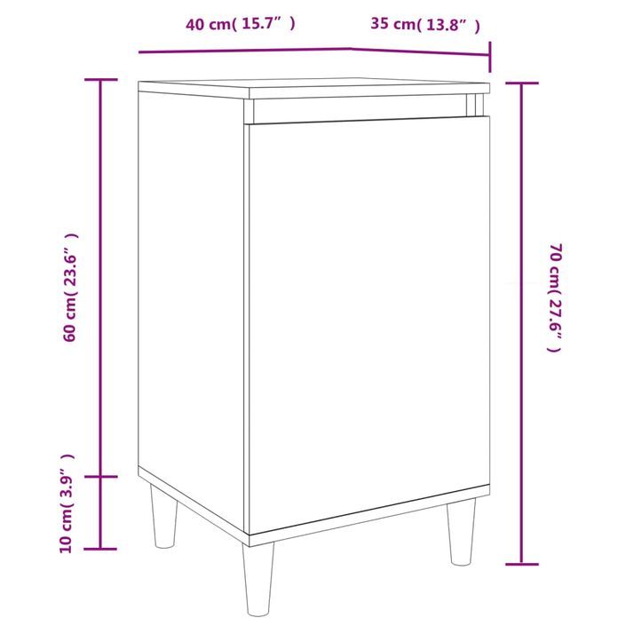 Table de chevet blanc brillant 40x35x70 cm bois d’ingénierie - Photo n°10