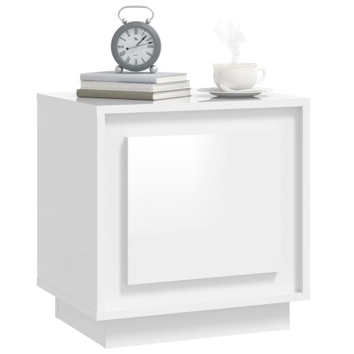 Table de chevet blanc brillant 44x35x45 cm bois d’ingénierie - Photo n°4