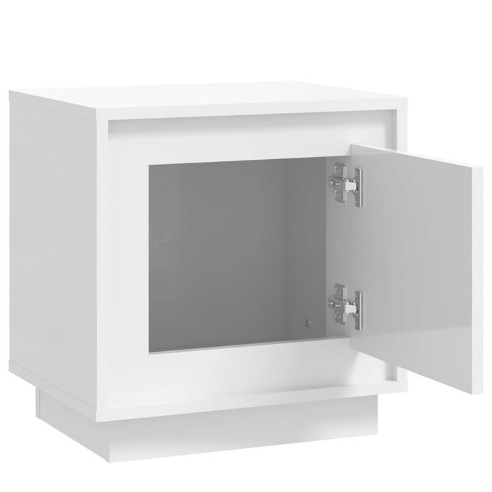Table de chevet blanc brillant 44x35x45 cm bois d’ingénierie - Photo n°6