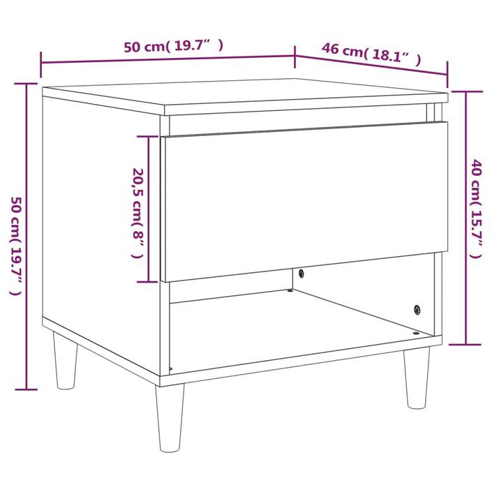 Table de chevet Blanc brillant 50x46x50 cm Bois d’ingénierie - Photo n°9