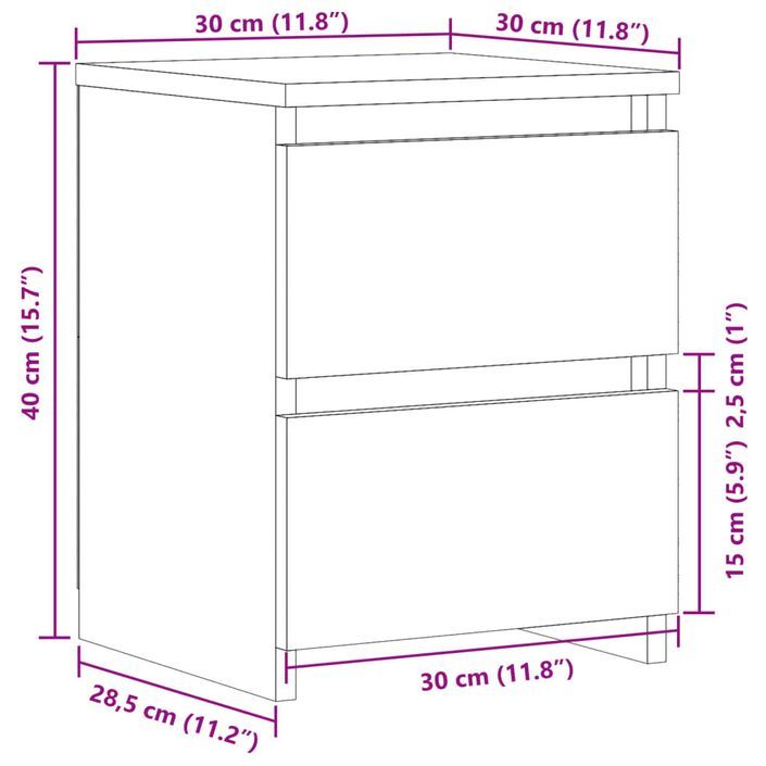 Table de chevet chêne artisanal 30x30x40 cm bois d'ingénierie - Photo n°10