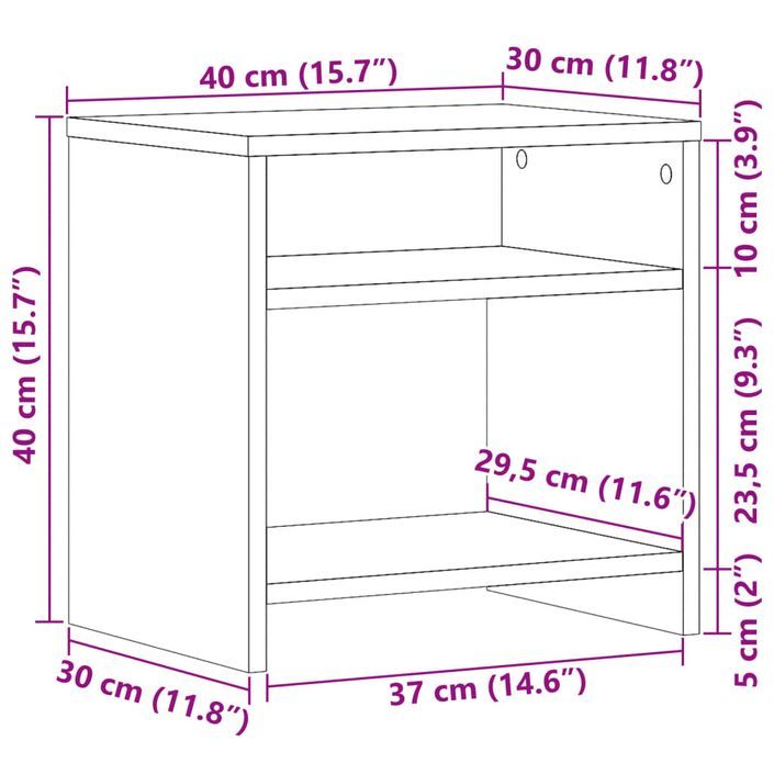 Table de chevet chêne artisanal 40x30x40 cm bois d'ingénierie - Photo n°10