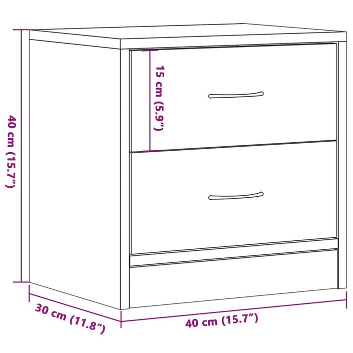 Table de chevet chêne artisanal 40x30x40 cm bois d'ingénierie - Photo n°10