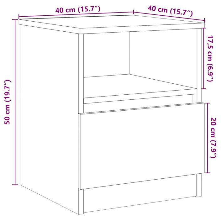 Table de chevet chêne artisanal 40x40x50 cm bois d’ingénierie - Photo n°11