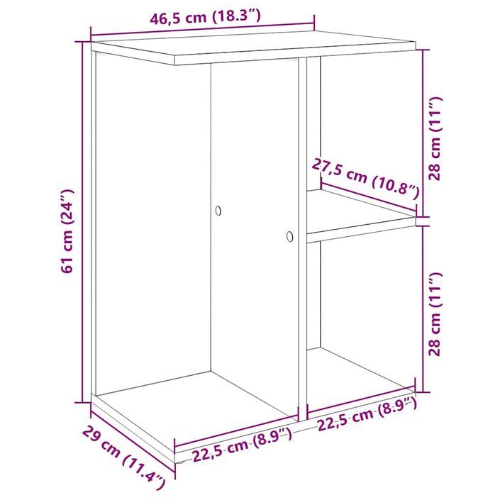 Table de chevet chêne artisanal 46,5x29x61 cm bois d'ingénierie - Photo n°10