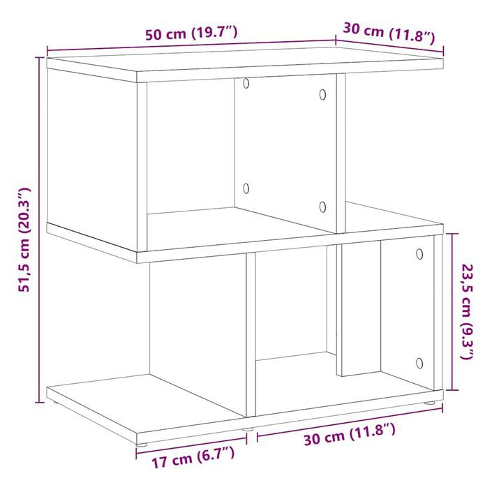 Table de chevet chêne artisanal 50x30x51,5 cm bois d'ingénierie - Photo n°9