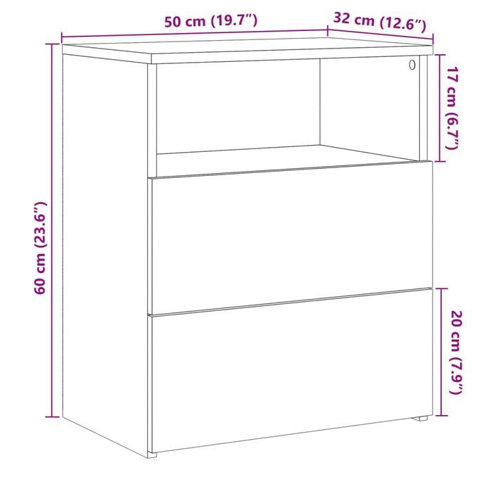 Table de chevet chêne artisanal 50x32x60 cm bois d'ingénierie - Photo n°11