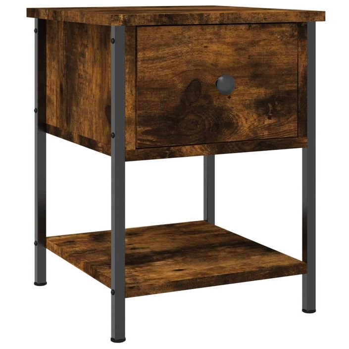 Table de chevet chêne fumé 34x35,5x45 cm bois d'ingénierie - Photo n°2