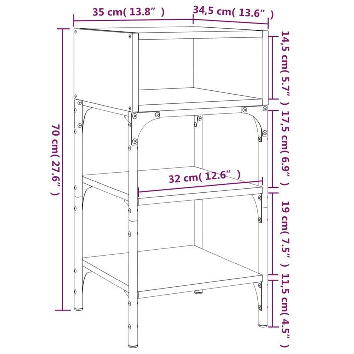Table de chevet chêne fumé 35x34,5x70 cm bois d'ingénierie - Photo n°9