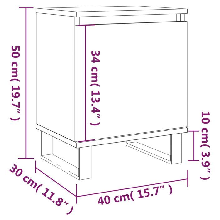 Table de chevet chêne fumé 40x30x50 cm bois d'ingénierie - Photo n°12