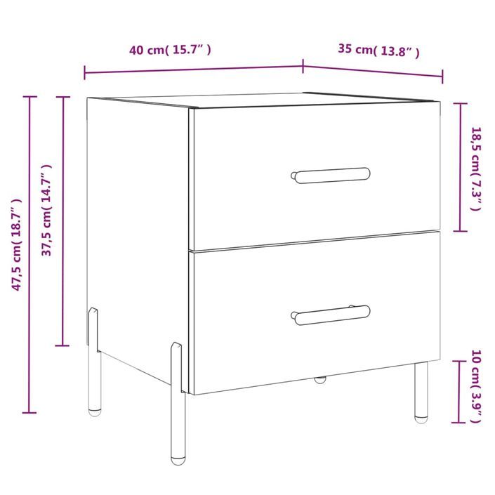 Table de chevet chêne fumé 40x35x47,5 cm bois d’ingénierie - Photo n°12