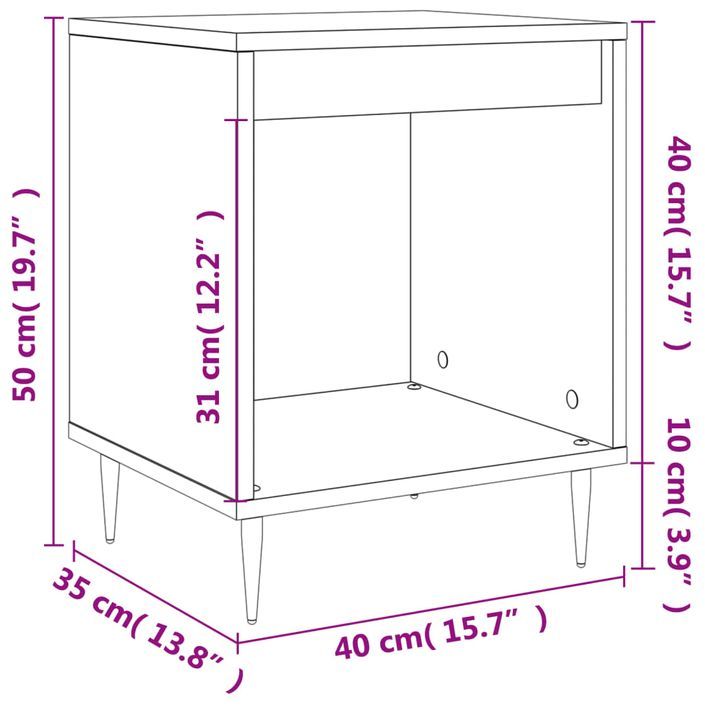 Table de chevet chêne fumé 40x35x50 cm bois d’ingénierie - Photo n°9