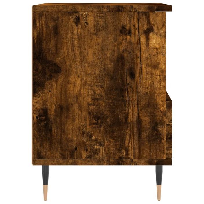 Table de chevet chêne fumé 40x35x50 cm bois d’ingénierie - Photo n°7