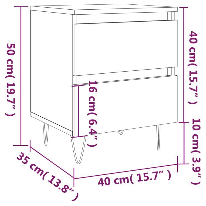Table de chevet chêne fumé 40x35x50 cm bois d’ingénierie - Photo n°11