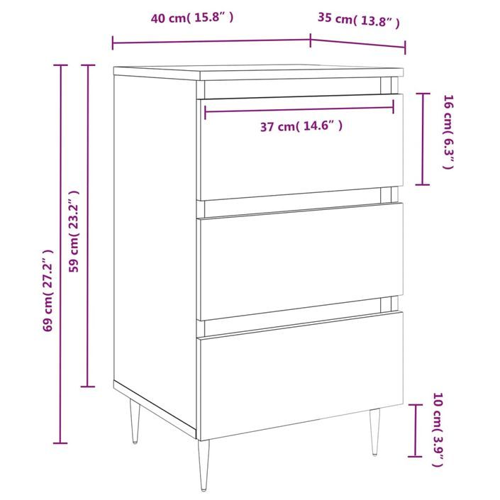 Table de chevet chêne fumé 40x35x69 cm bois d’ingénierie - Photo n°11