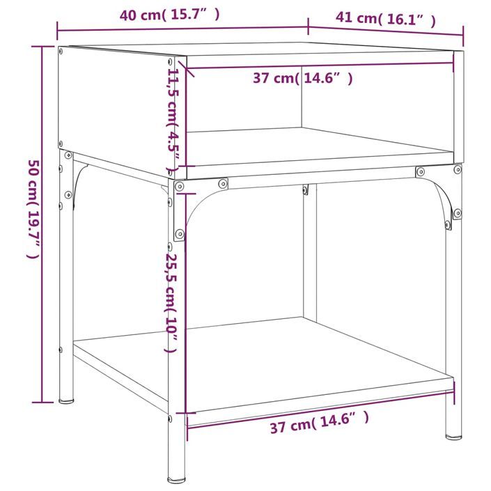 Table de chevet chêne fumé 40x41x50 cm bois d'ingénierie - Photo n°9