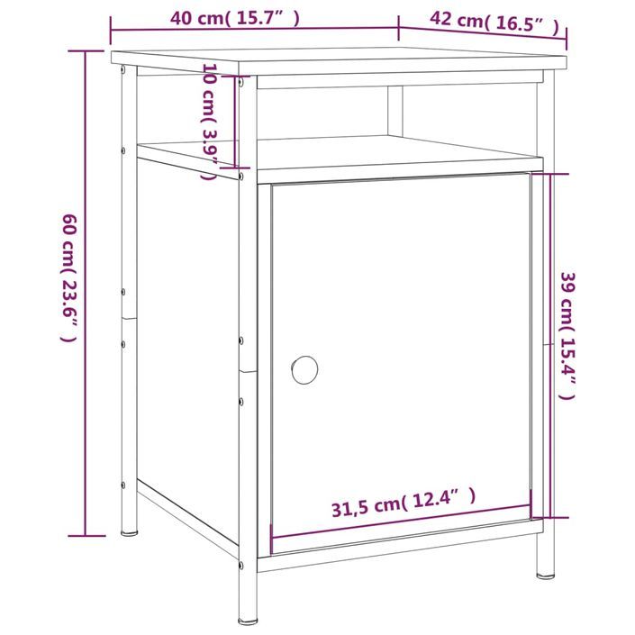 Table de chevet chêne fumé 40x42x60 cm bois d'ingénierie - Photo n°12