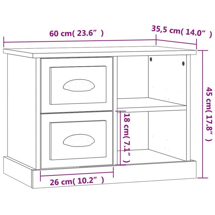 Table de chevet chêne fumé 60x35,5x45 cm - Photo n°10