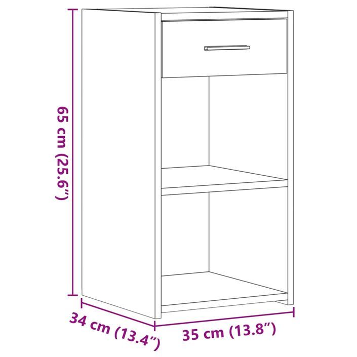 Table de chevet chêne marron 35x34x65 cm bois d'ingénierie - Photo n°10