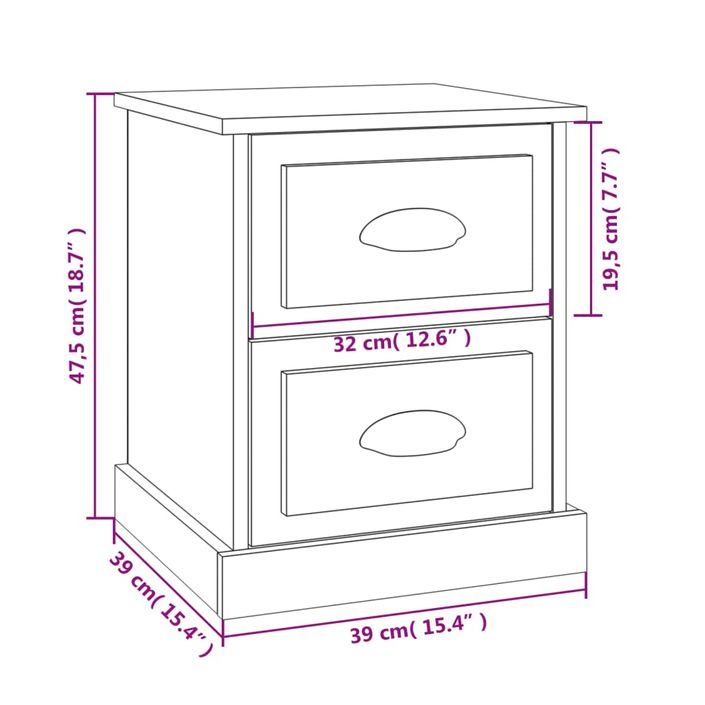 Table de chevet chêne marron 39x39x47,5 cm bois d'ingénierie - Photo n°10