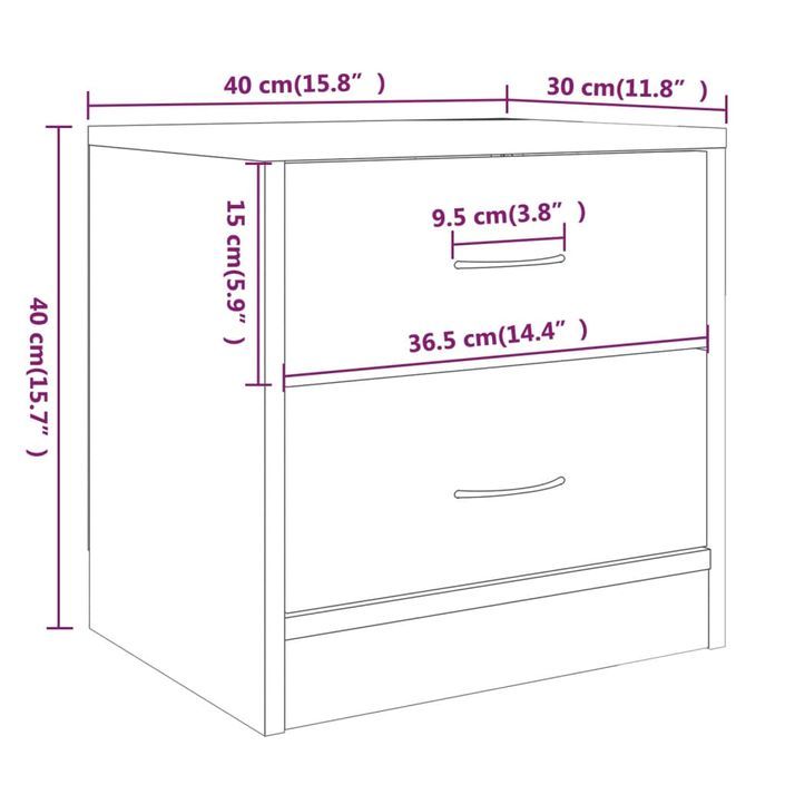 Table de chevet Chêne marron 40x30x40 cm Bois d'ingénierie - Photo n°7