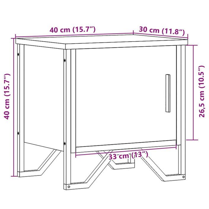 Table de chevet chêne marron 40x30x40 cm bois d'ingénierie - Photo n°11