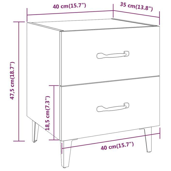 Table de chevet Chêne marron 40x35x47,5 cm - Photo n°7