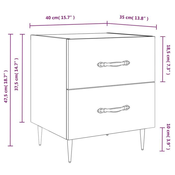 Table de chevet chêne marron 40x35x47,5 cm bois d’ingénierie - Photo n°12