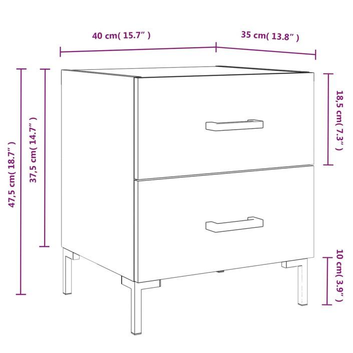 Table de chevet chêne marron 40x35x47,5 cm bois d’ingénierie - Photo n°12