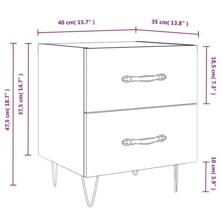 Table de chevet chêne marron 40x35x47,5 cm bois d’ingénierie - Photo n°12