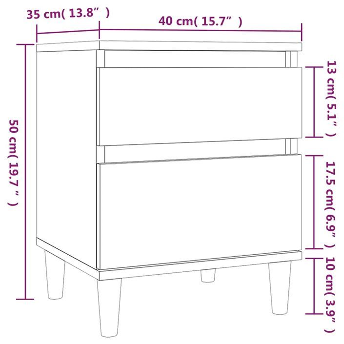 Table de chevet Chêne marron 40x35x50 cm - Photo n°10