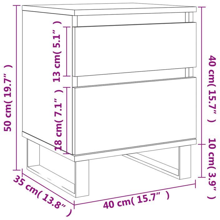 Table de chevet chêne marron 40x35x50 cm bois d’ingénierie - Photo n°12
