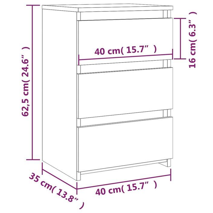 Table de chevet Chêne marron 40x35x62,5 cm Bois d'ingénierie - Photo n°8