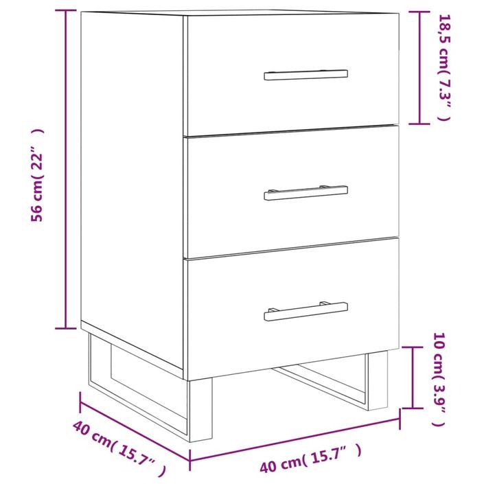 Table de chevet chêne marron 40x40x66 cm bois d'ingénierie - Photo n°12