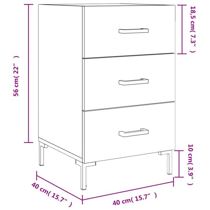 Table de chevet chêne marron 40x40x66 cm bois d'ingénierie - Photo n°12