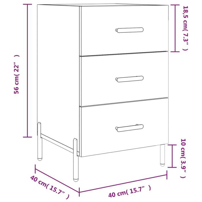 Table de chevet chêne marron 40x40x66 cm bois d'ingénierie - Photo n°12