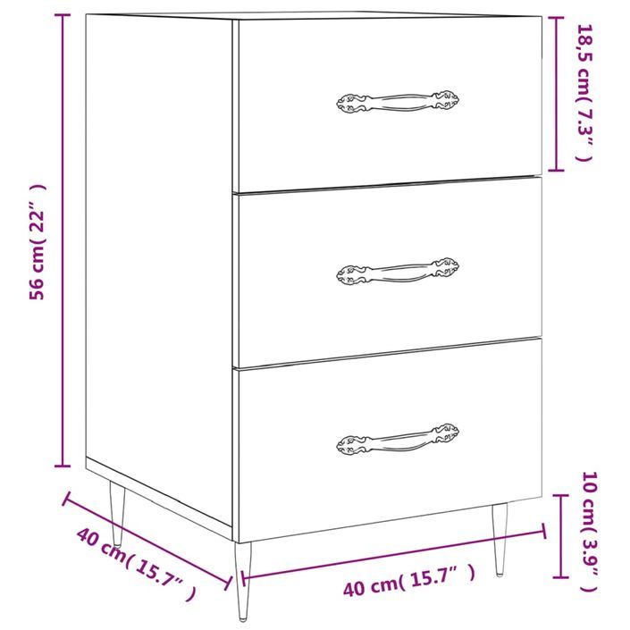 Table de chevet chêne marron 40x40x66 cm bois d'ingénierie - Photo n°12