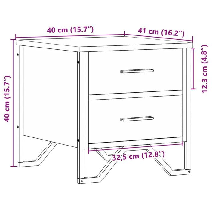 Table de chevet chêne marron 40x41x40 cm bois d’ingénierie - Photo n°11