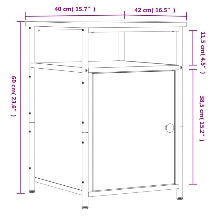 Table de chevet chêne marron 40x42x60 cm bois d'ingénierie - Photo n°12