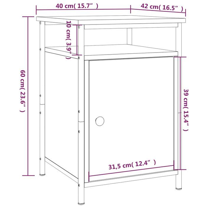 Table de chevet chêne marron 40x42x60 cm bois d'ingénierie - Photo n°12