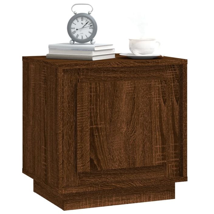 Table de chevet chêne marron 44x35x45 cm bois d'ingénierie - Photo n°4