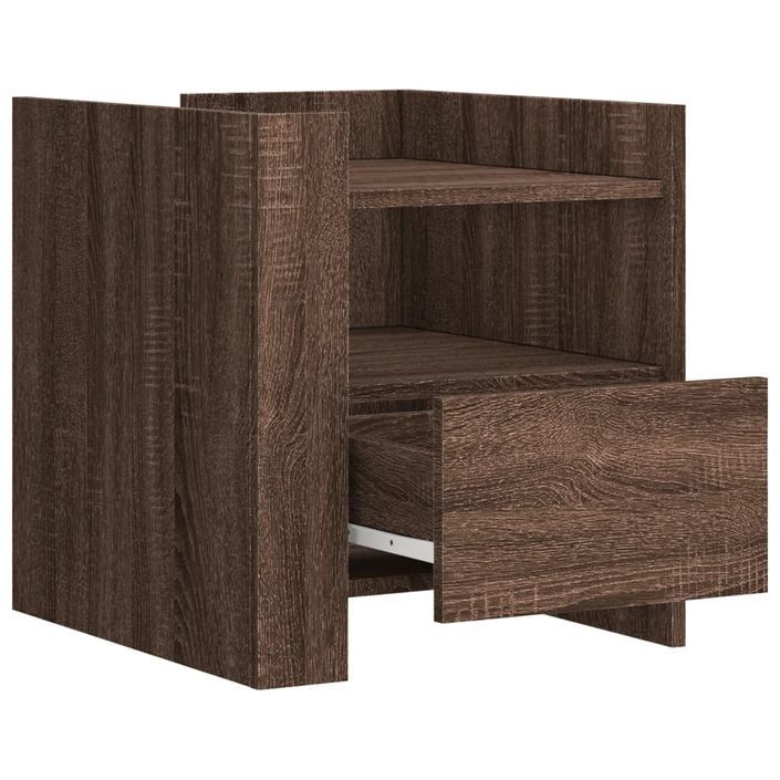 Table de chevet chêne marron 45x50x50 cm bois d’ingénierie - Photo n°7