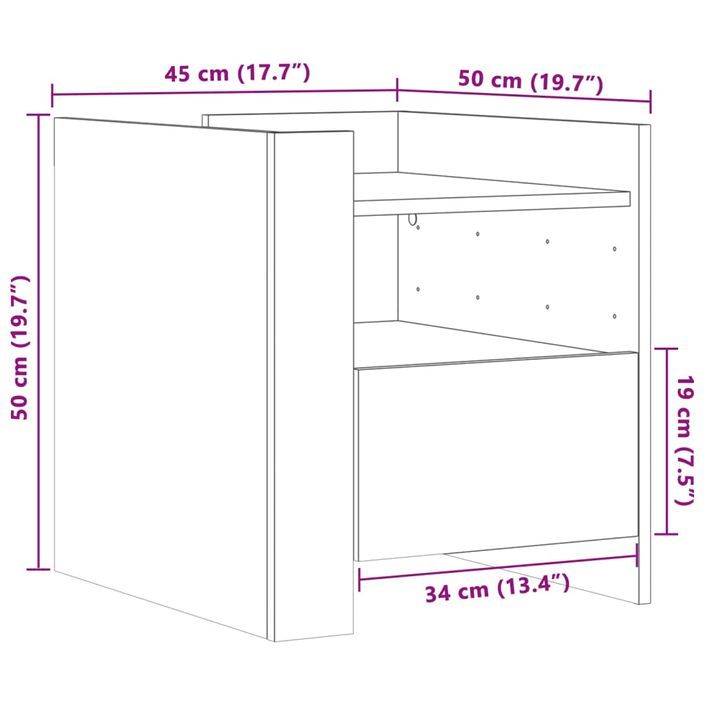 Table de chevet chêne marron 45x50x50 cm bois d’ingénierie - Photo n°11