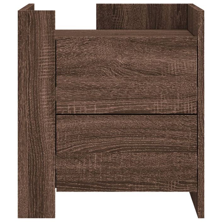 Table de chevet chêne marron 45x50x50 cm bois d’ingénierie - Photo n°4