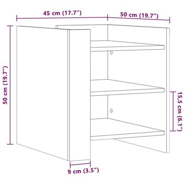 Table de chevet chêne marron 45x50x50 cm bois d’ingénierie - Photo n°10