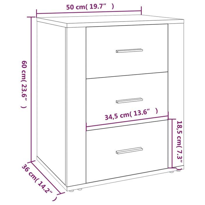 Table de chevet Chêne marron 50x36x60 cm Bois d'ingénierie - Photo n°10