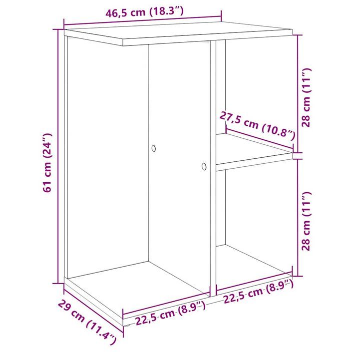 Table de chevet chêne noir 46,5x29x61 cm bois d’ingénierie - Photo n°10