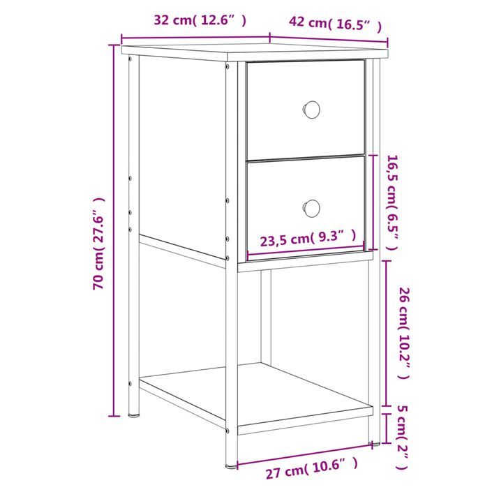 Table de chevet chêne sonoma 32x42x70 cm bois d'ingénierie - Photo n°11